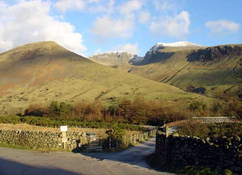 Scafell and Scafell Pike with snow